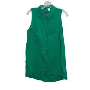 H&M Divided Sleeveless Button-Up Shirt Size 6 Green New